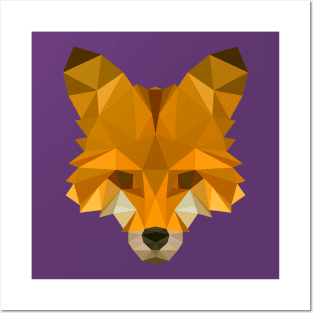 Low Poly Origami Fox Head Posters and Art